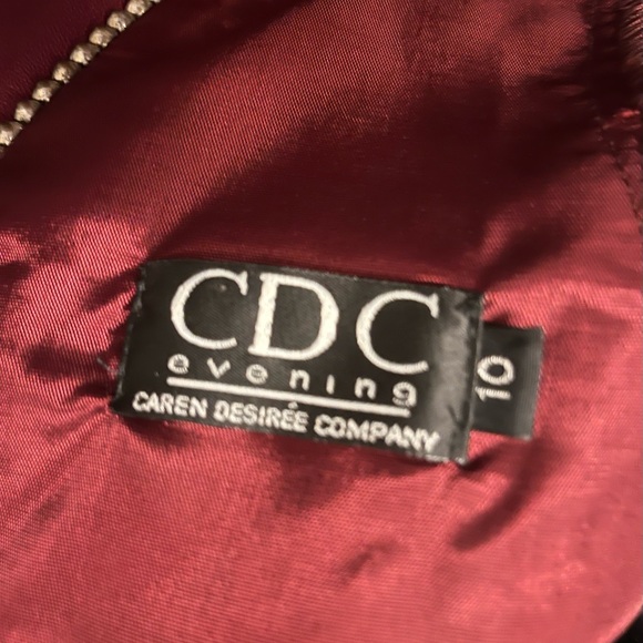 VINTAGE CDC ROYAL RUBY RED WITH RHINESTONES SHORT SLEEVE FORMAL PLUS MAXI DRESS - Picture 10 of 11